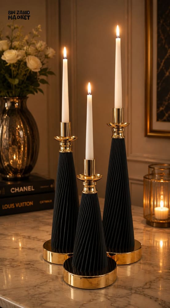 LUXURY FLUTED CANDLE HOLDER SET - 3 PCS
