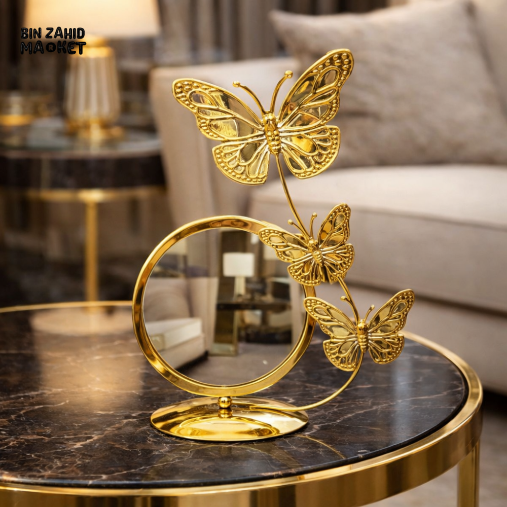 LUXURY GOLD BUTTERFLY GLASS TABLE DECOR FOR SIDE TABLE | ELEGANT HOME ORNAMENT
