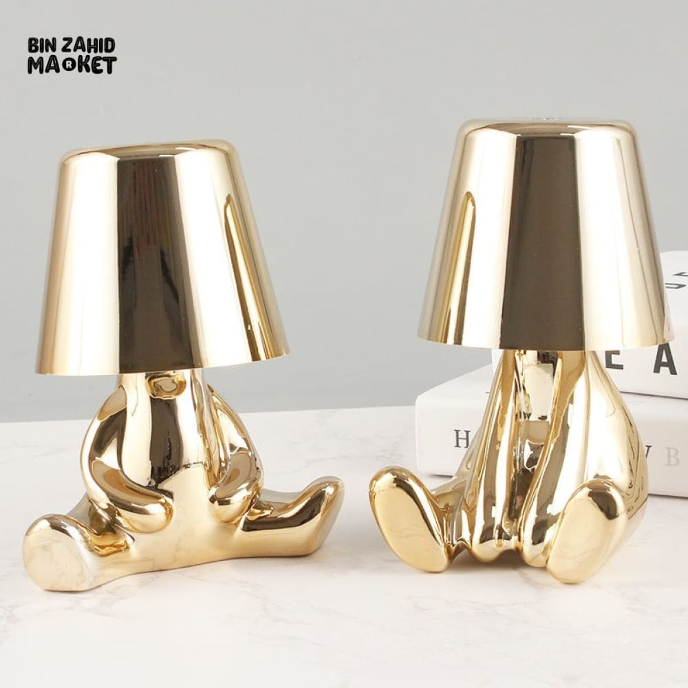 LUXURY GOLD HUMANOID LED TABLE LAMP SET – NORDIC MODERN OFFICE & HOME DECOR TOUCH DIMMING USB RECHARGEABLE NIGHT LIGHT