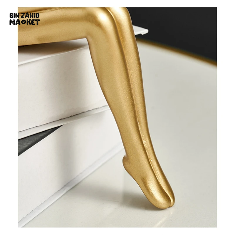 LUXURY GOLD THINKER STATUE – 3-PIECE ABSTRACT RESIN SCULPTURE SET FOR HOME & OFFICE DECOR