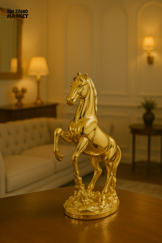 LUXURY GOLDEN REARING HORSE STATUE – ELEGANT HOME DECOR ACCENT