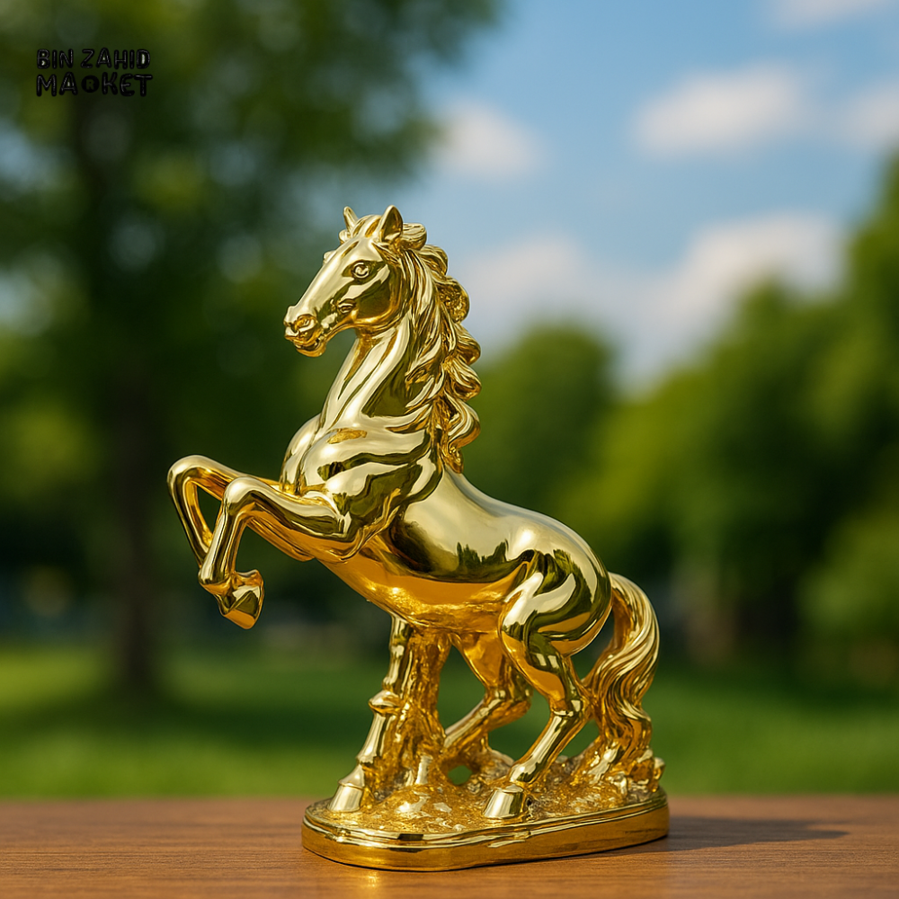 LUXURY GOLDEN REARING HORSE STATUE – ELEGANT HOME DECOR ACCENT
