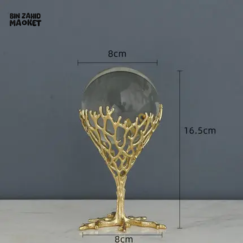 LUXURY HOME DECOR – 2 PIECE PURE COPPER CRYSTAL BALL HANDMADE MODERN LIVING ROOM ACCESSORY