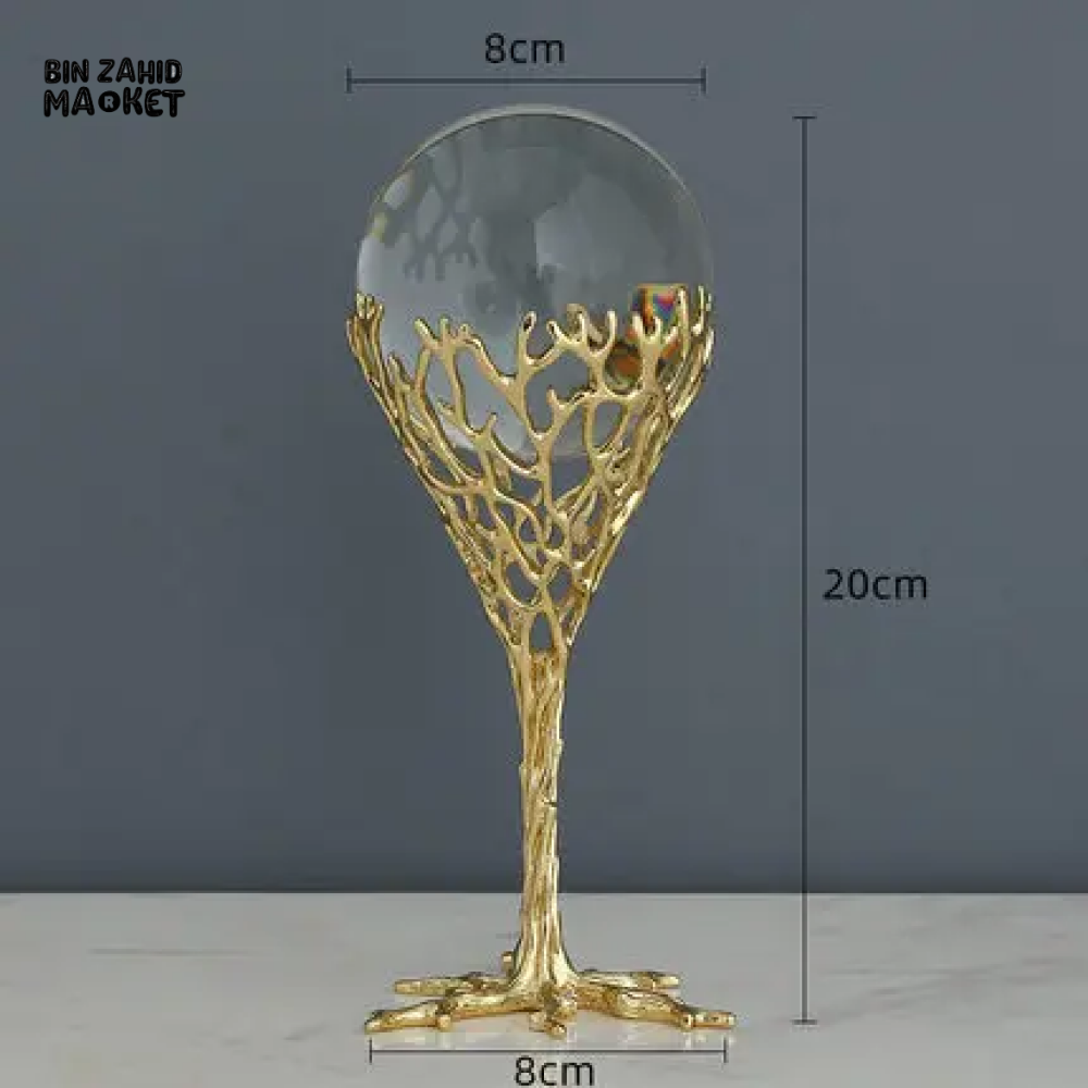 LUXURY HOME DECOR – 2 PIECE PURE COPPER CRYSTAL BALL HANDMADE MODERN LIVING ROOM ACCESSORY