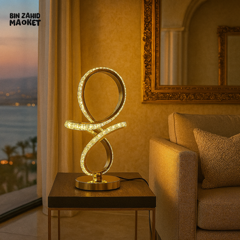LUXURY INFINITY CRYSTAL LED TABLE LAMP – MODERN GOLD DESIGN