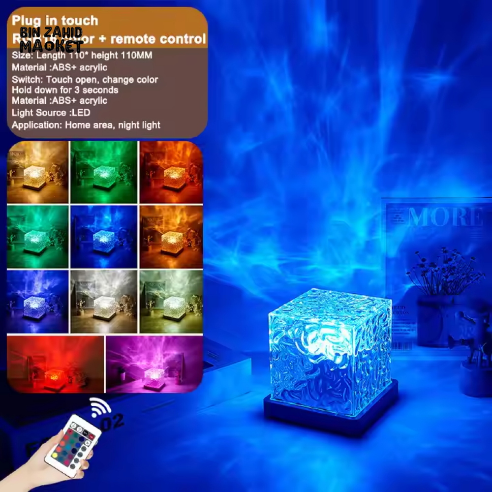 LUXURY LED CRYSTAL CUBE NIGHT LAMP FOR ROOM DECOR – AMBIENT MOOD LIGHT