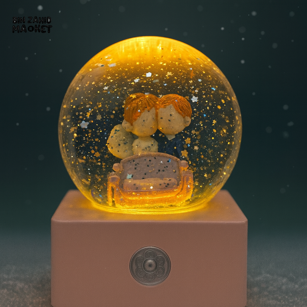 LUXURY LED SNOW GLOBE MUSIC BOX – ROMANTIC CRYSTAL BALL DECOR WITH GLOW EFFECT