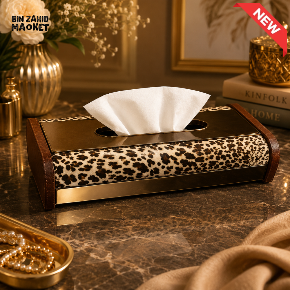 LUXURY LEOPARD PRINT DECORATIVE TISSUE BOX HOLDER