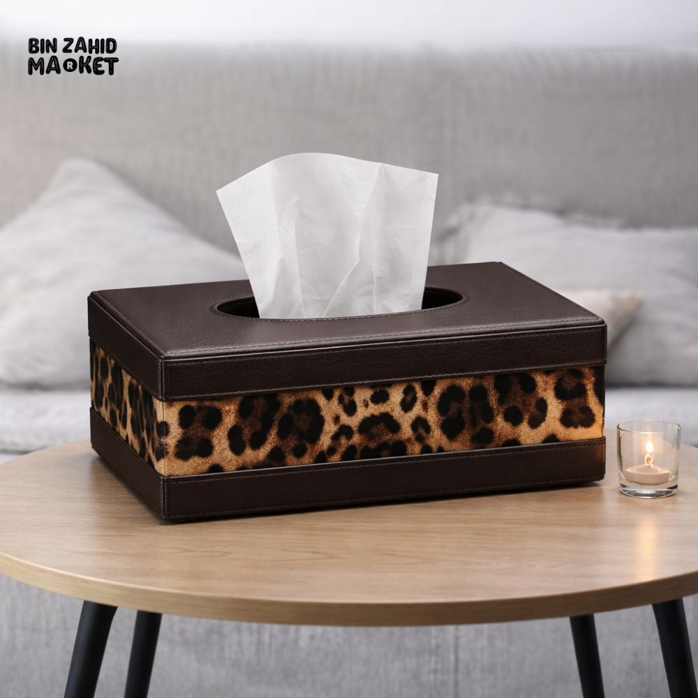 LUXURY LEOPARD PRINT TISSUE BOX HOLDER | MODERN HOME & OFFICE DÉCOR
