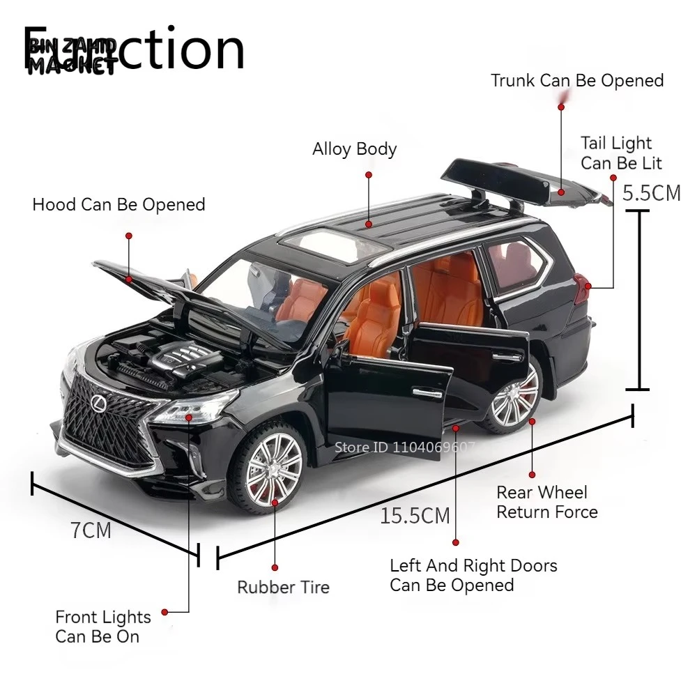 LUXURY LEXUS LX570 DIECAST SUV METAL MODEL CAR WITH LIGHT & SOUND COLLECTOR'S EDITION TOY