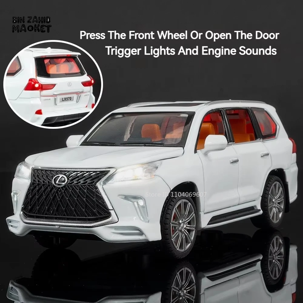 LUXURY LEXUS LX570 DIECAST SUV METAL MODEL CAR WITH LIGHT & SOUND COLLECTOR'S EDITION TOY