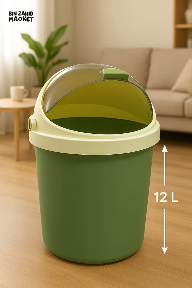 LUXURY MINI DESKTOP TRASH BIN – ROUND PORTABLE WASTE CONTAINER WITH SWING LID FOR OFFICE & HOME USE