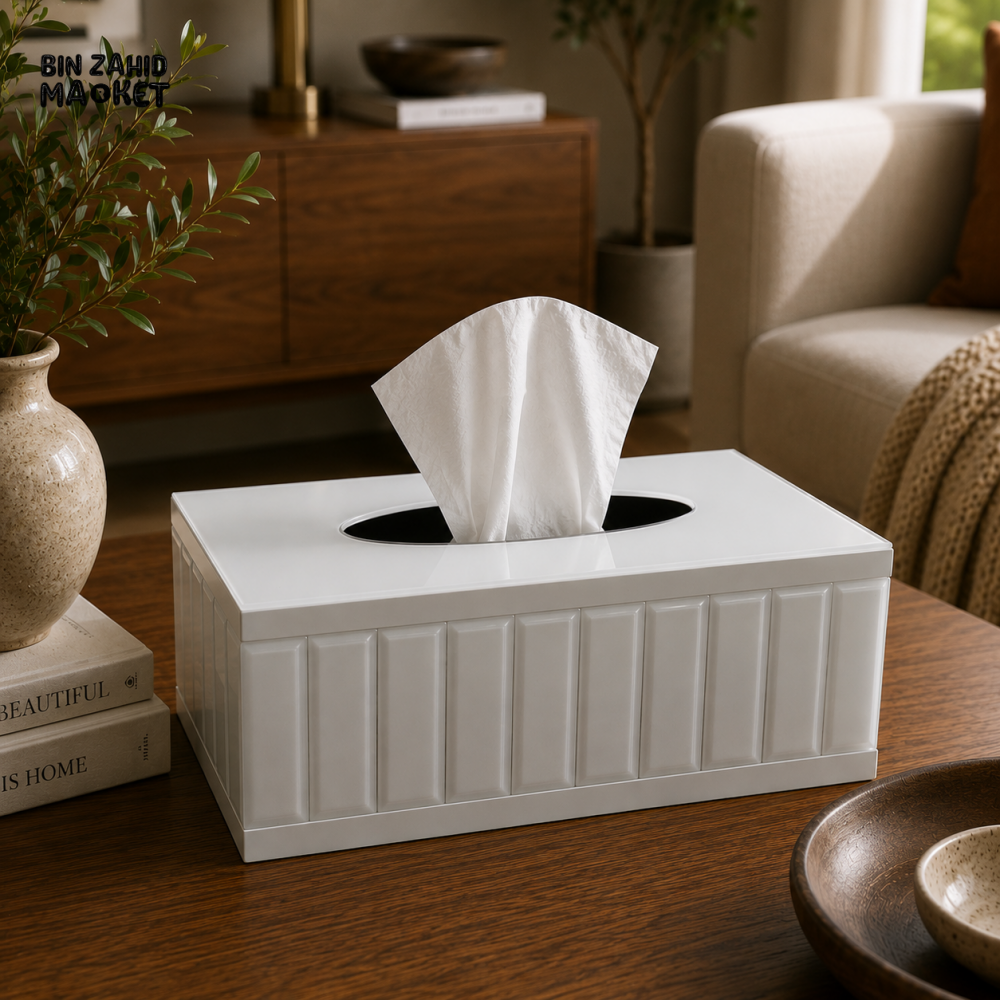 LUXURY MODERN ACRYLIC TISSUE BOX HOLDER - WHITE