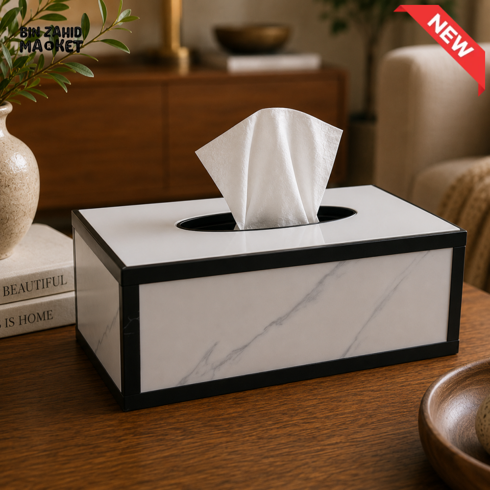 LUXURY MODERN ACRYLIC TISSUE BOX HOLDER - WHITE & CHARCOAL