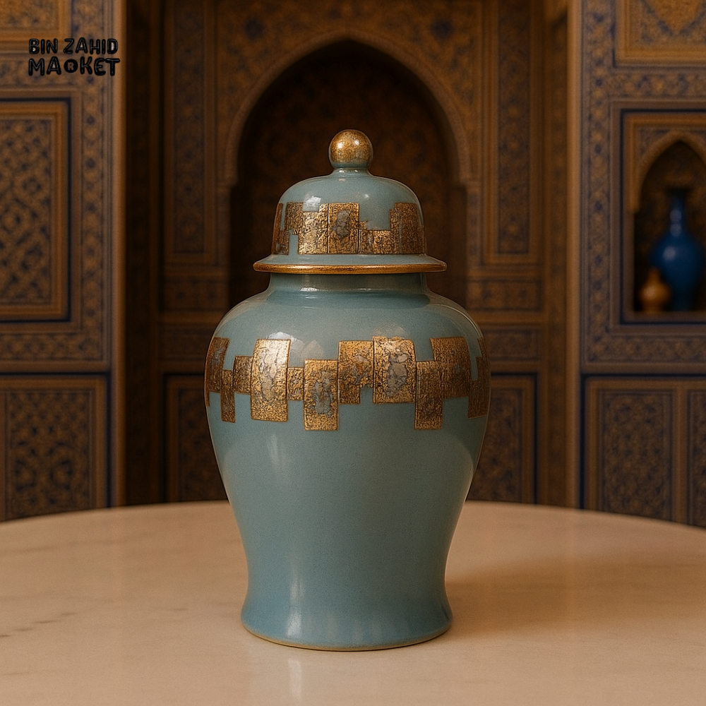 LUXURY MOROCCAN CERAMIC JAR SET – HANDCRAFTED VASES WITH GOLD MOSAIC MEDIUM