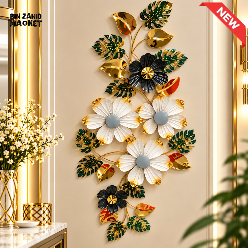 LUXURY MULTICOLOR FLORAL LEAF METAL WALL ART - Wall Décor