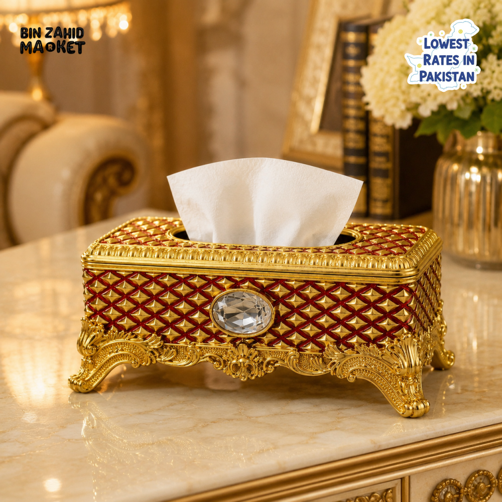 LUXURY ORNAMENT TISSUE BOX - RED & GOLDEN