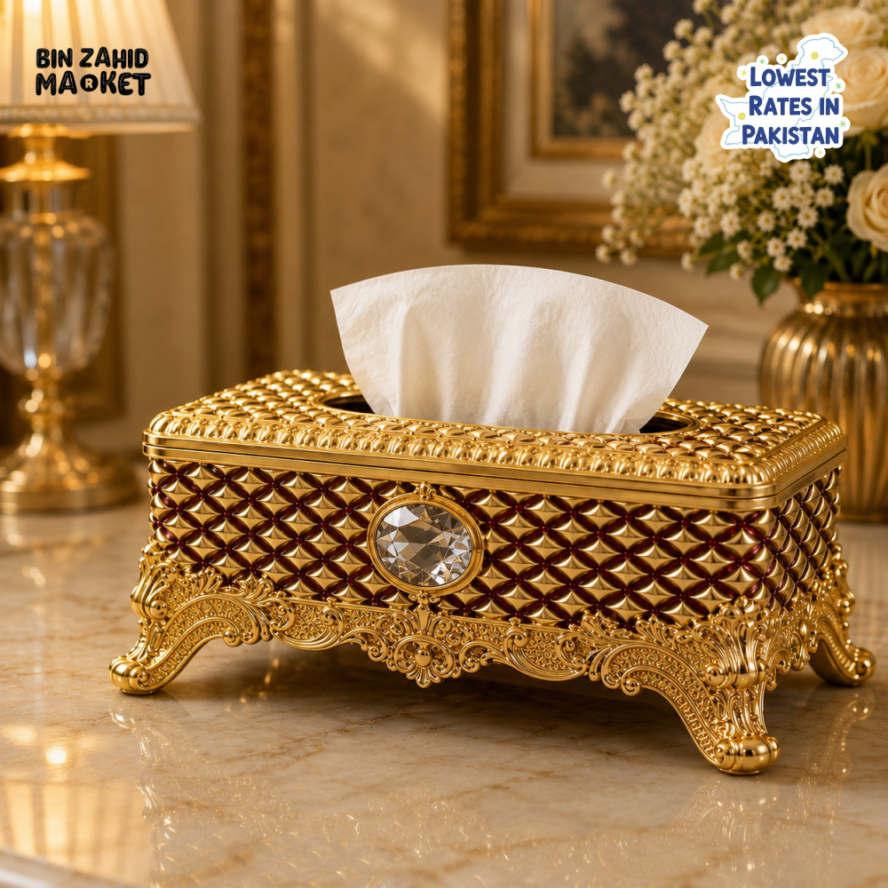 LUXURY ORNAMENT TISSUE BOX - RED & SILVER