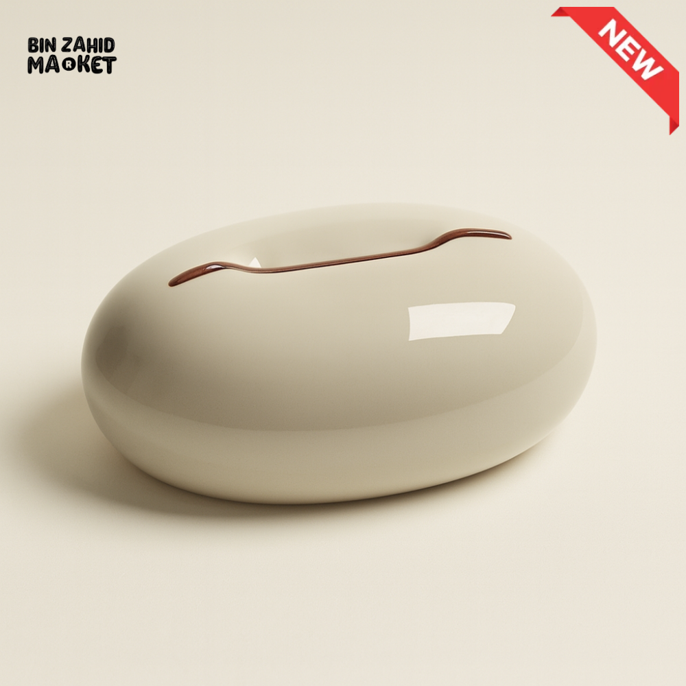 LUXURY PEBBLE SHAPE TISSUE BOX HOLDER – EXTENDABLE LIVING ROOM ORGANIZER - WHITE