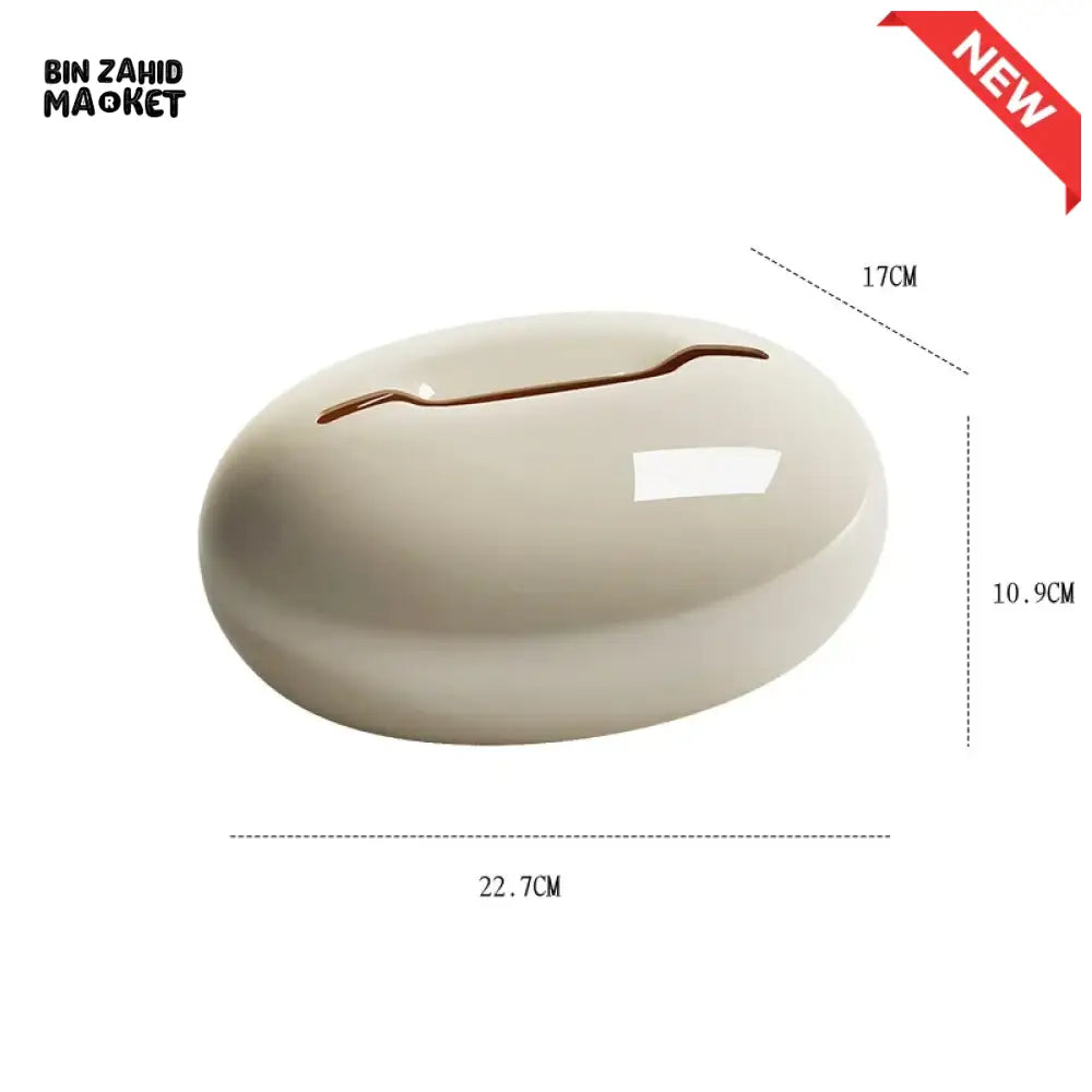 LUXURY PEBBLE SHAPE TISSUE BOX HOLDER – EXTENDABLE LIVING ROOM ORGANIZER - WHITE