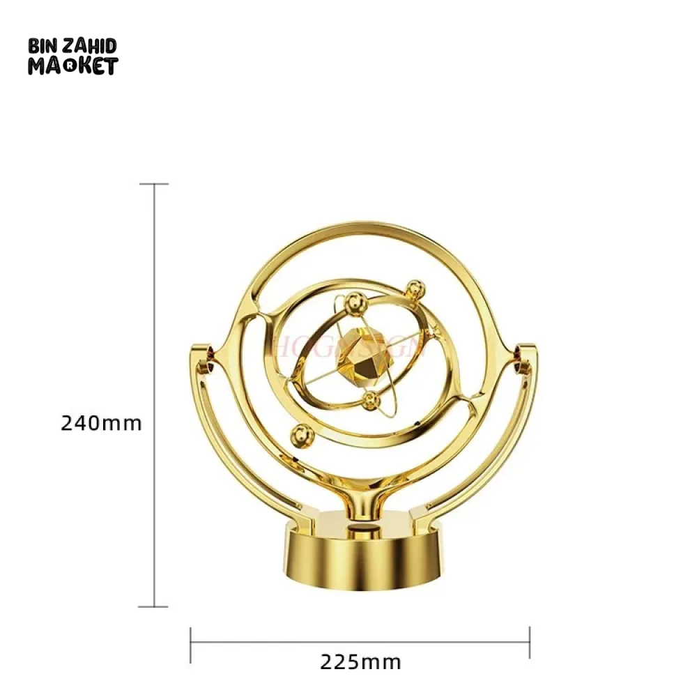 LUXURY PERPETUAL MOTION TABLETOP ORB – GOLDEN KINETIC SCULPTURE DECOR