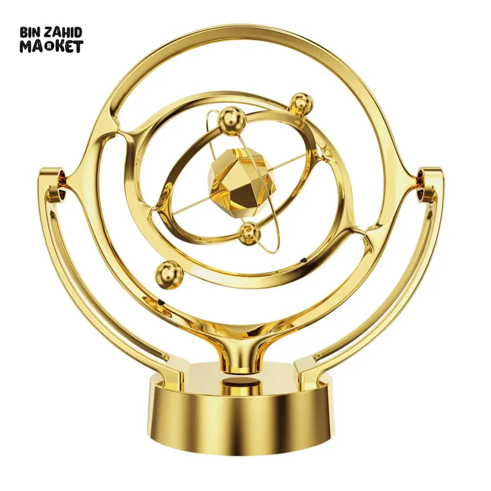 LUXURY PERPETUAL MOTION TABLETOP ORB – GOLDEN KINETIC SCULPTURE DECOR