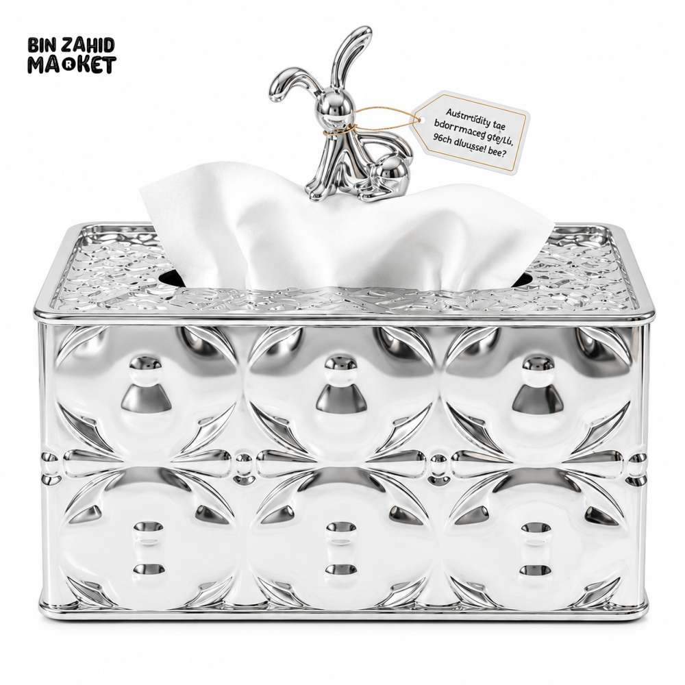 LUXURY QUATREFOIL METALLIC TISSUE BOX HOLDER -Length: 9 Inches Width: 5 Inches Height: 5.5 Inches