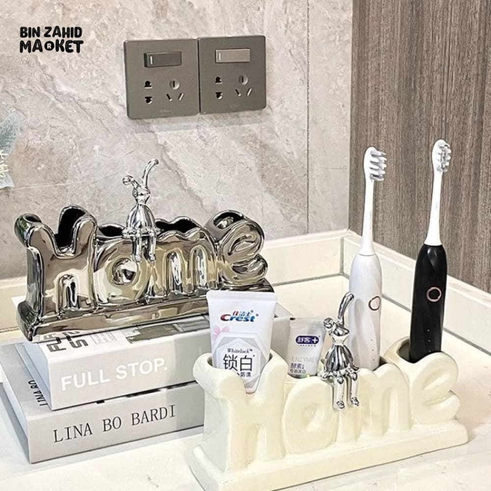 LUXURY TOOTHBRUSH STAND – NON-PERFORATED BATHROOM ORGANIZER & ELECTRIC BRUSH HOLDER FOR SINK & TOILET STORAGE