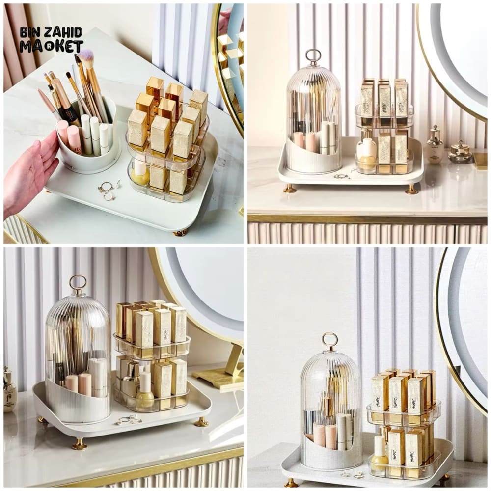 LUXURY VANITY ROTATING COSMETIC ORGANIZER – BRUSH & LIPSTICK HOLDER