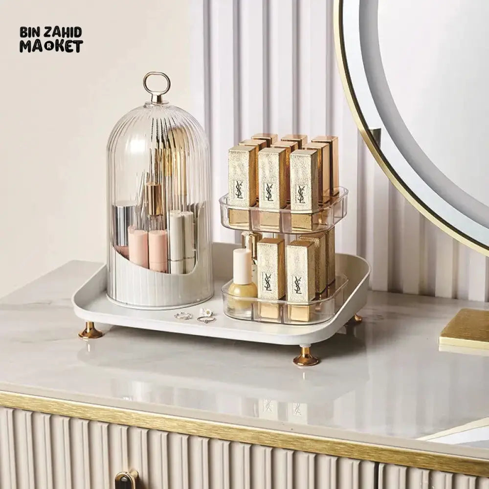 LUXURY VANITY ROTATING COSMETIC ORGANIZER – BRUSH & LIPSTICK HOLDER