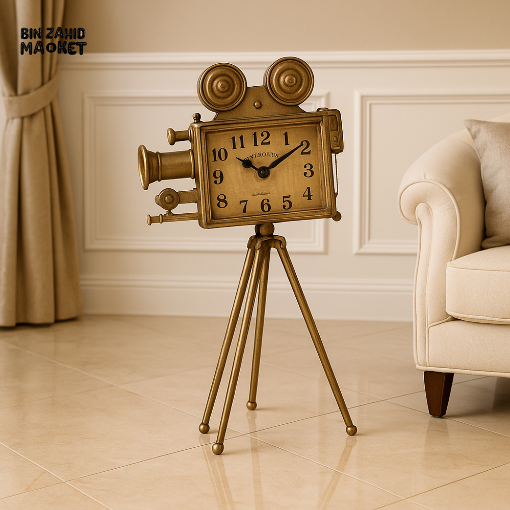 LUXURY VINTAGE CAMERA CLOCK – ANTIQUE TRIPOD TIMEPIECE FOR VILLA DECOR