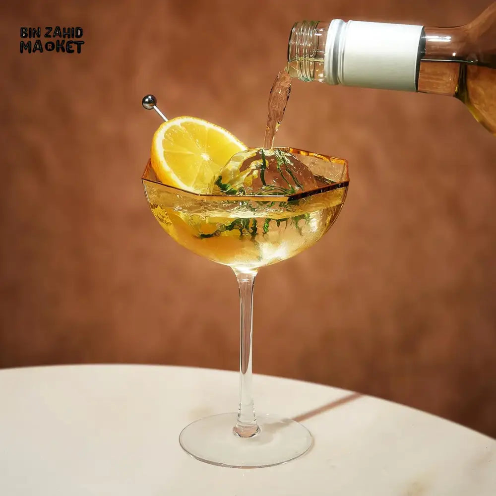 LUXURY VINTAGE CRYSTAL COUPE GLASSES – GOLD-RIMMED SET OF 6