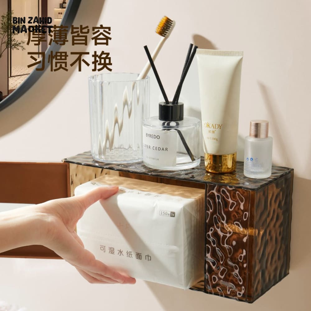 LUXURY WALL-MOUNTED TOILET PAPER & TISSUE STORAGE BOX