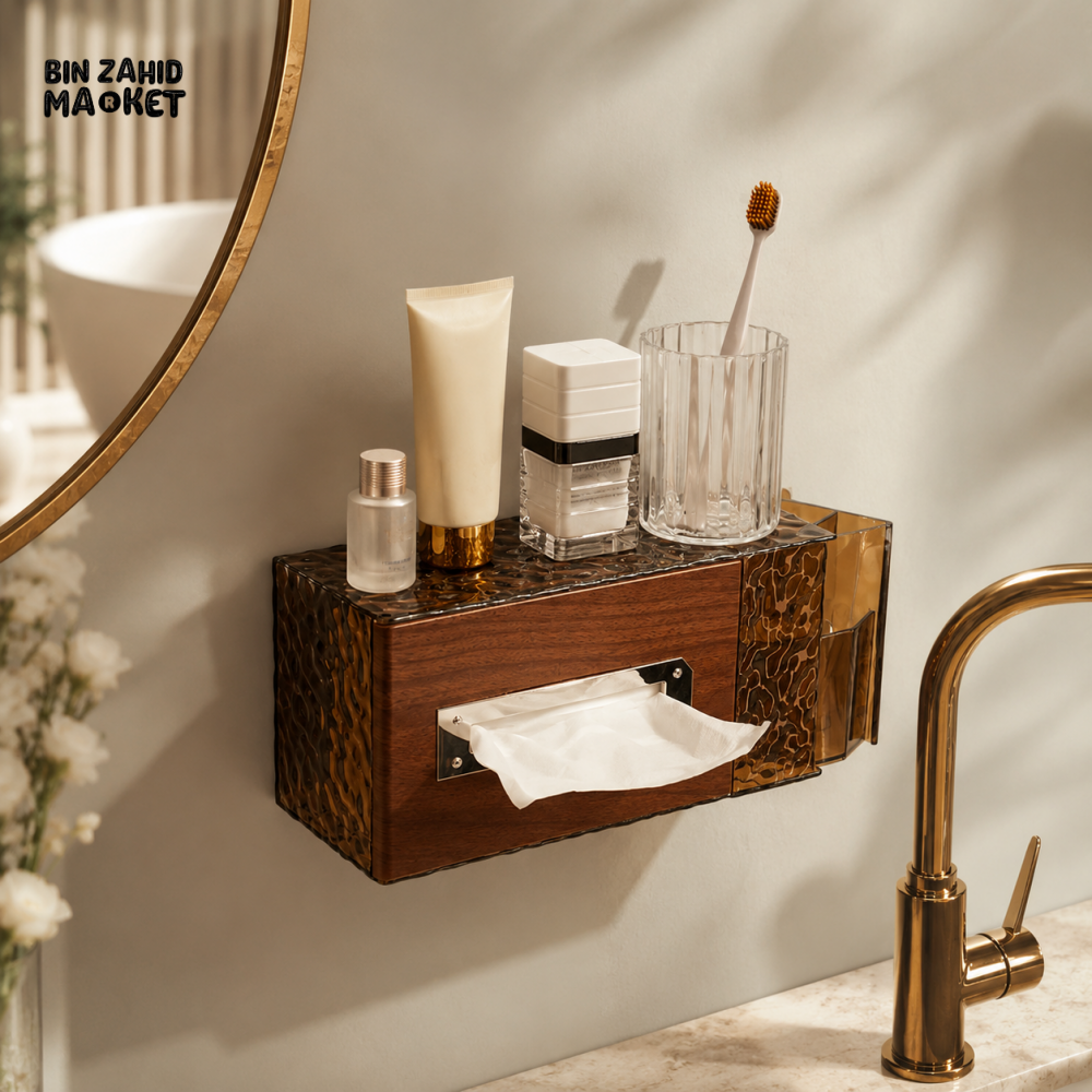 LUXURY WALL-MOUNTED TOILET PAPER & TISSUE STORAGE BOX