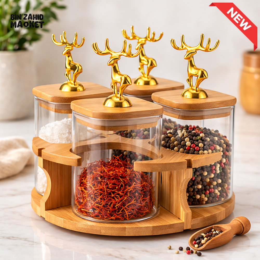 MAJESTIC REINDEER JARS SET - 4 PIECES ROTATING