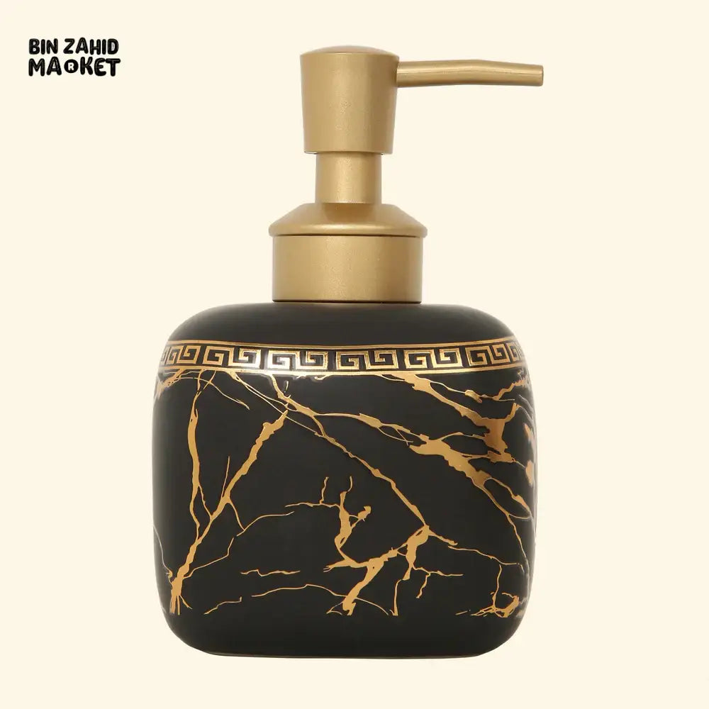 MARBLE SOAP DISPENSER LUXURY BATHROOM COUNTERTOP ACCESSORY - BLACK