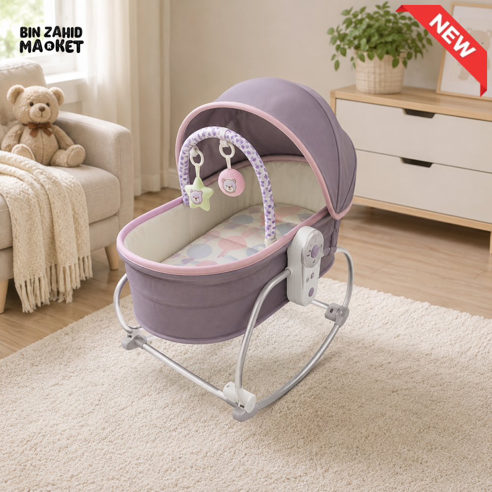 MASTELA 5 IN 1 LUXURY BABY BASSINET & ROCKING CRADLE - PURPLE