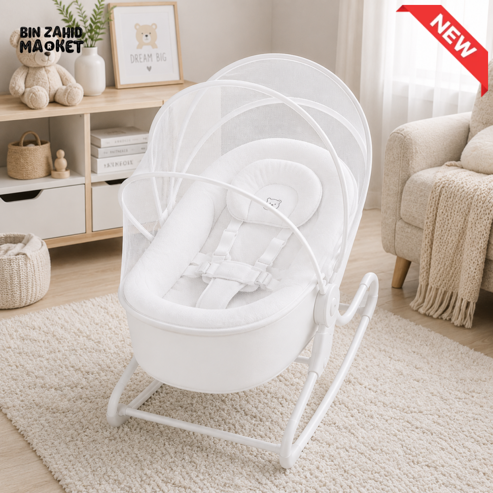 MASTELA BABY ROCKER WITH MOSQUITO NET - WHITE