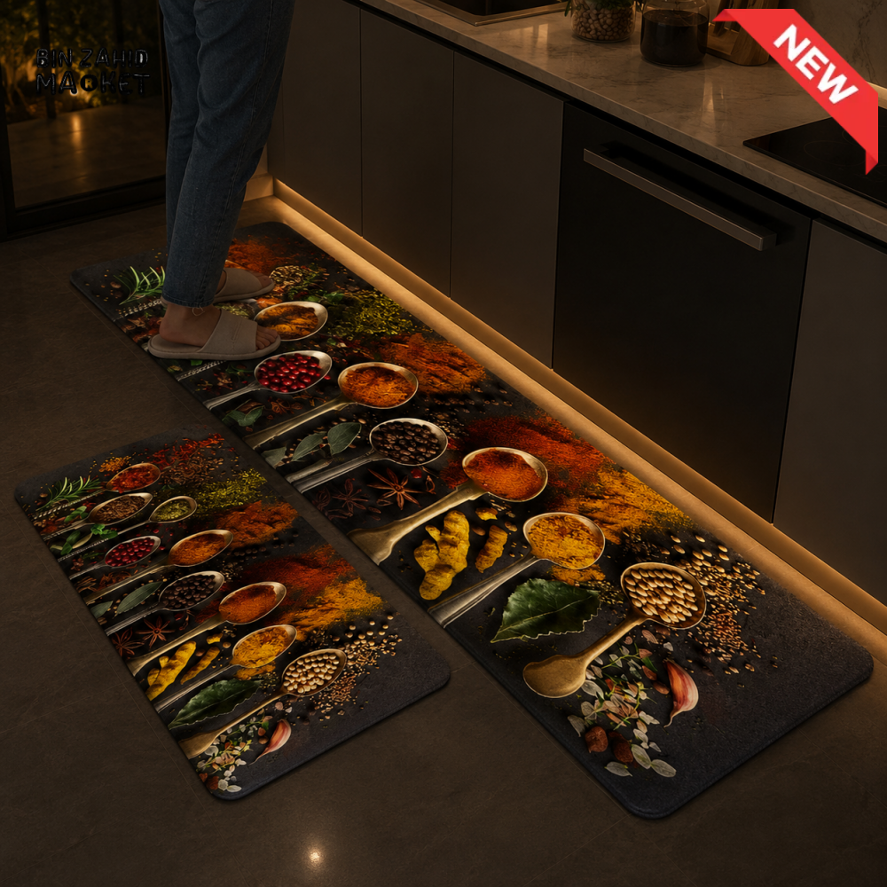 MATRUGS MARBLE PRINT KITCHEN FLOOR MAT SET - MEDIUM - 4 Length / 1.25 Ft