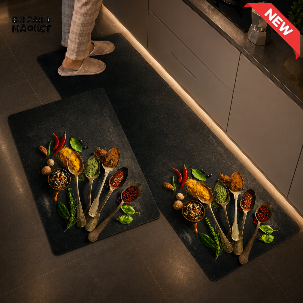 MATRUGS SPICE PRINT KITCHEN FLOOR MAT SET - MEDIUM - 4 Length / 1.25 Ft