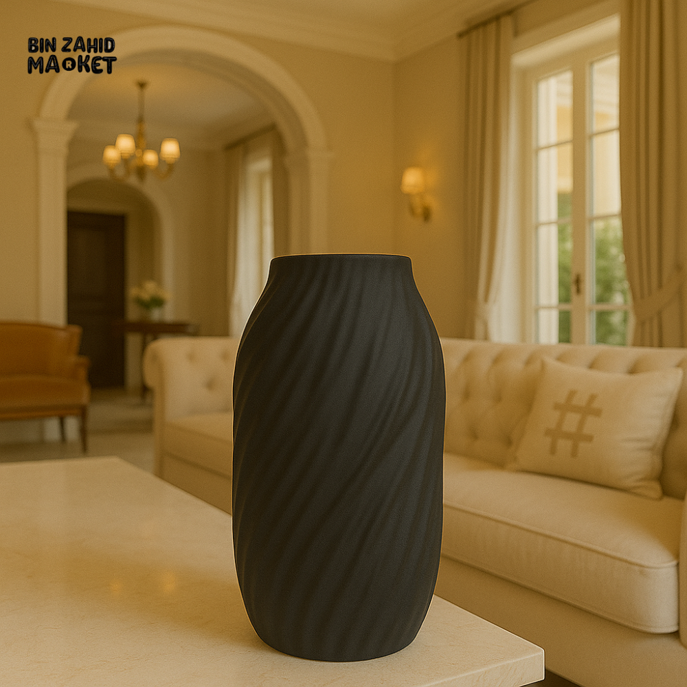 MATTE BLACK CERAMIC VASE FOR MODERN LUXURY INTERIORS