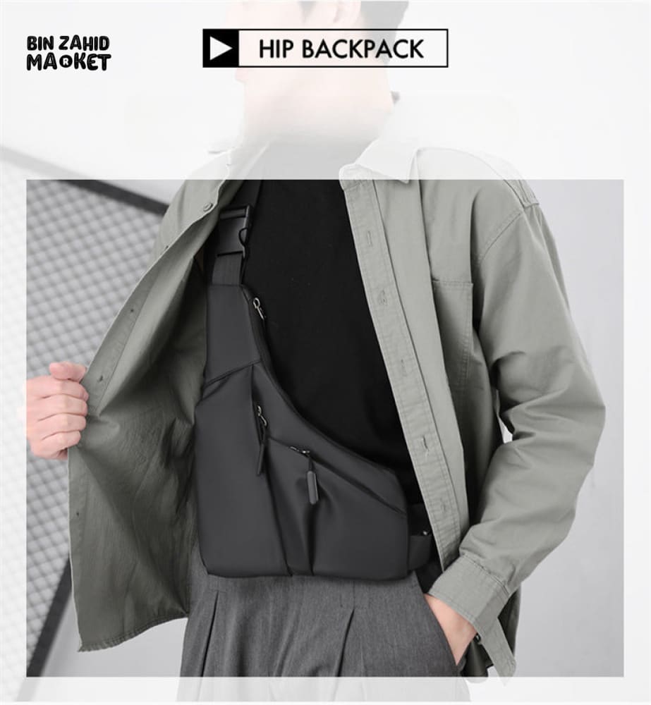 MEN’S ANTI-THEFT TRIANGULAR LEATHER SLING BAG – CLOSE-FITTING CROSSBODY SHOULDER BAG WITH CARD WALLET