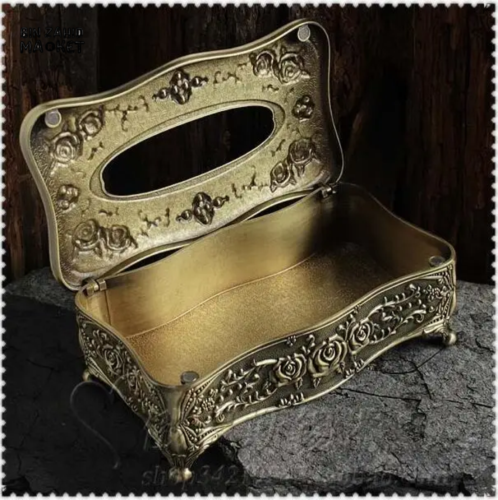 METAL ANTIQUE TISSUE BOX – VINTAGE STYLE NAPKIN HOLDER FOR HOME & OFFICE
