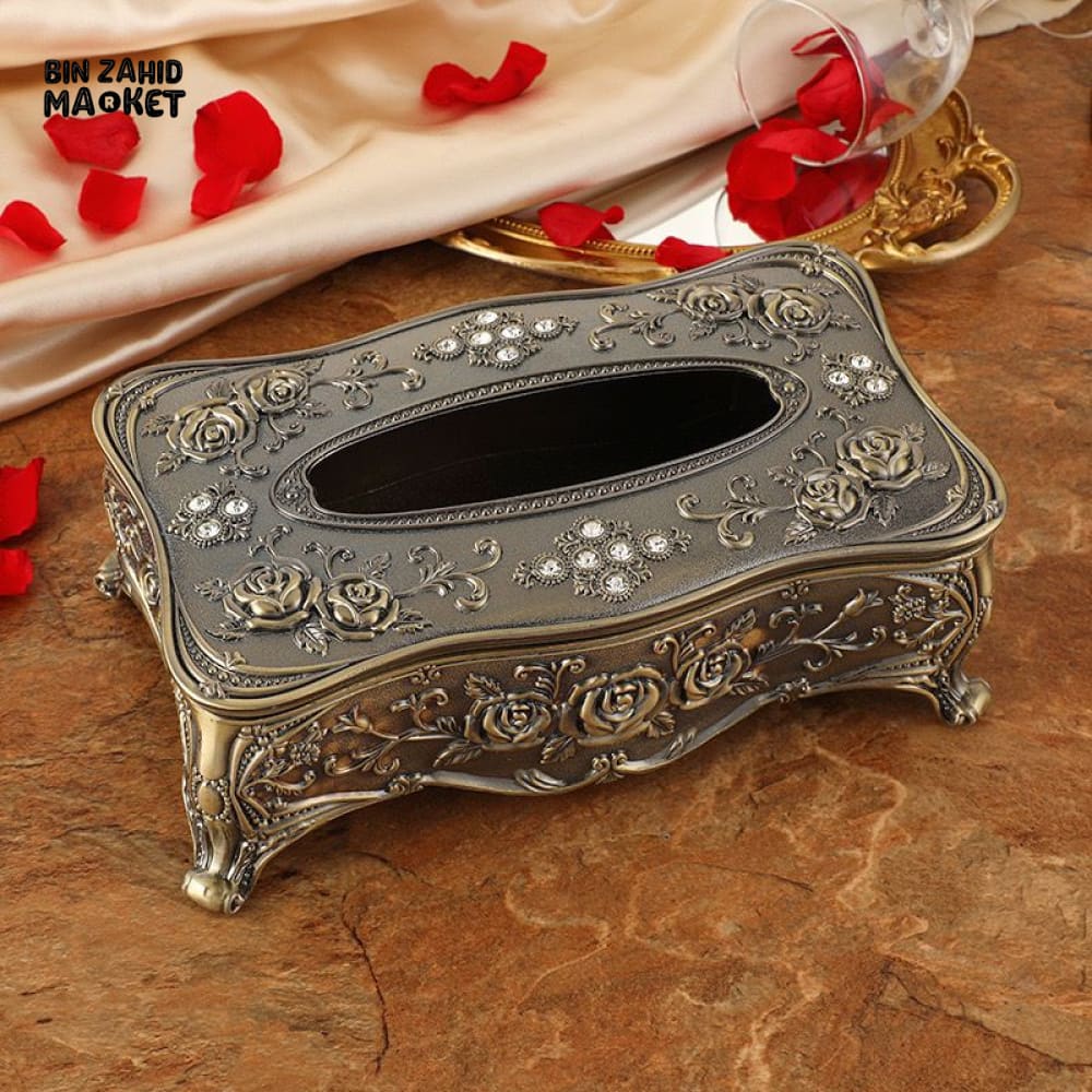METAL ANTIQUE TISSUE BOX – VINTAGE STYLE NAPKIN HOLDER FOR HOME & OFFICE