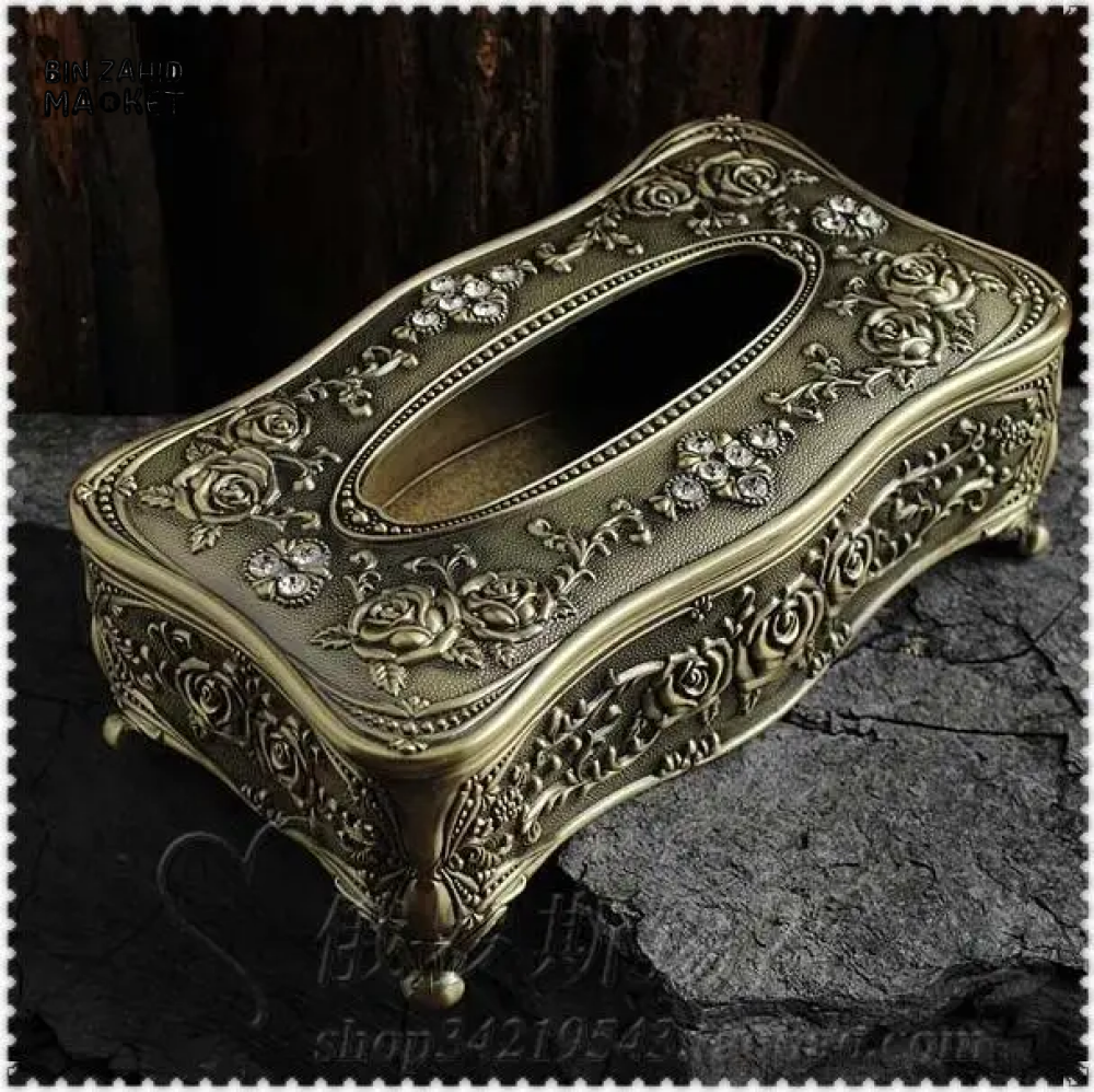 METAL ANTIQUE TISSUE BOX – VINTAGE STYLE NAPKIN HOLDER FOR HOME & OFFICE