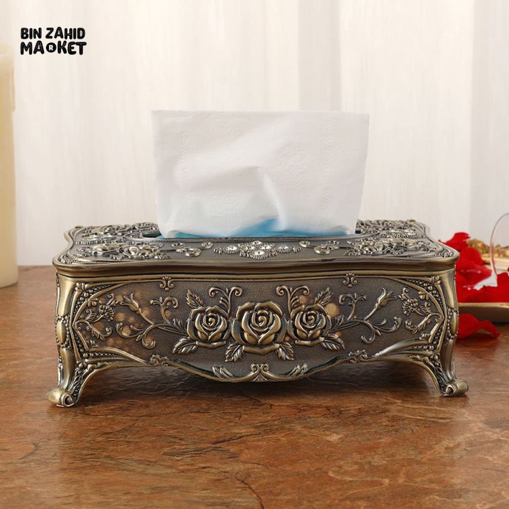 METAL ANTIQUE TISSUE BOX – VINTAGE STYLE NAPKIN HOLDER FOR HOME & OFFICE