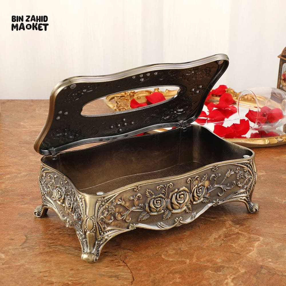 METAL ANTIQUE TISSUE BOX – VINTAGE STYLE NAPKIN HOLDER FOR HOME & OFFICE