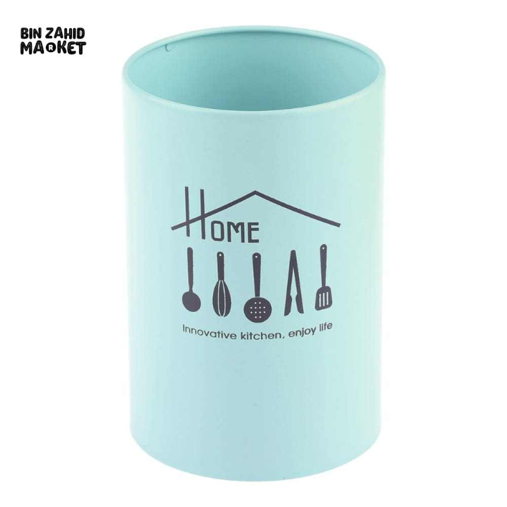 METAL CYLINDER CUTLERY STORAGE CONTAINER – KITCHEN UTENSIL ORGANIZER & TABLEWARE STORAGE RACK FOR HOME AND DINING USE