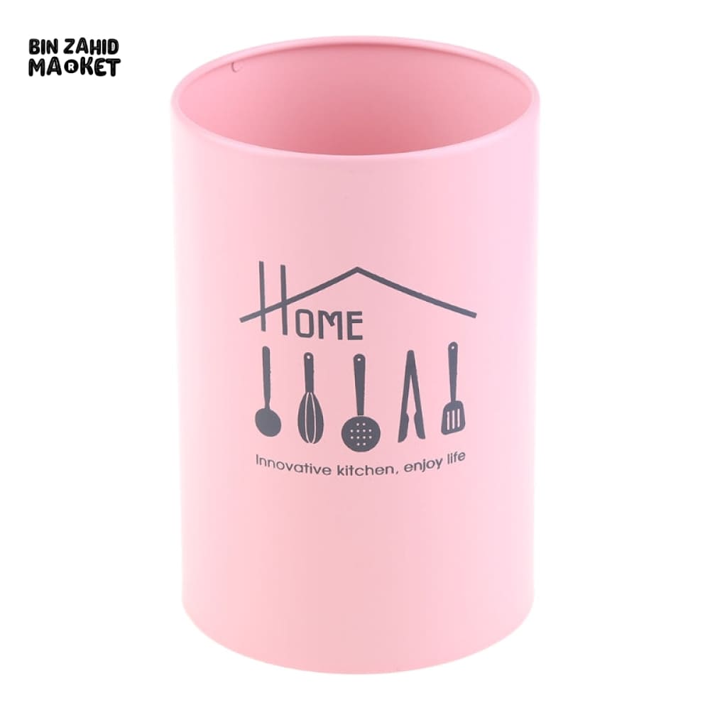 METAL CYLINDER CUTLERY STORAGE CONTAINER – KITCHEN UTENSIL ORGANIZER & TABLEWARE STORAGE RACK FOR HOME AND DINING USE