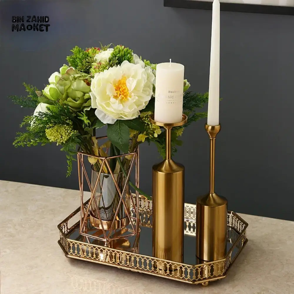 METAL GOLDEN CANDLE HOLDER 6 PIECES SET – LUXURY DECORATIVE CANDLE STANDS FOR HOME & EVENTS